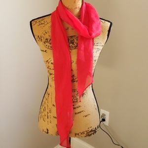 Red scarf with pink dots